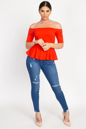 Red off the Shoulder top