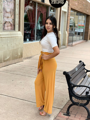 Mustard Front Wrap Pants
