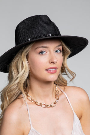 Bohemian Western Panama Straw Hat Black