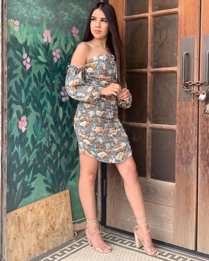 Multi Color Floral Off the Shoulder Dress