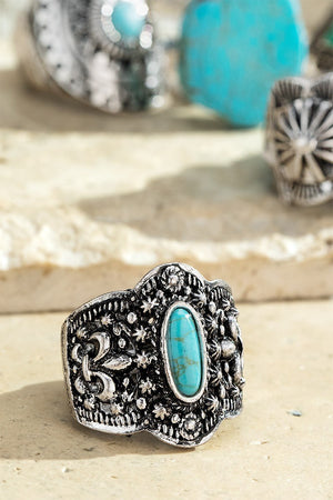 Open image in slideshow, Turquoise Blossom Natural Stone Ring
