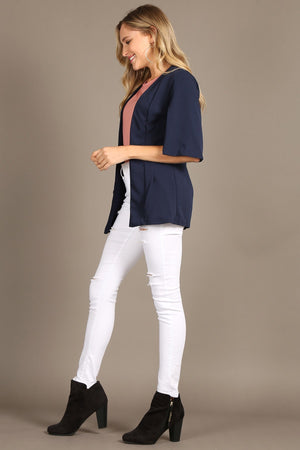 Navy Blue Quarter Sleeve Cardigan