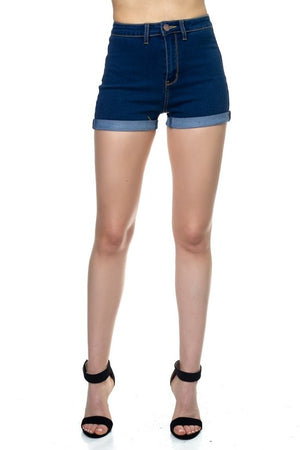 Open image in slideshow, Dark Classic Denim High Rise Shorts
