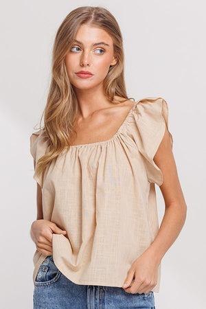 Open image in slideshow, Petal Sleeve Linen Top
