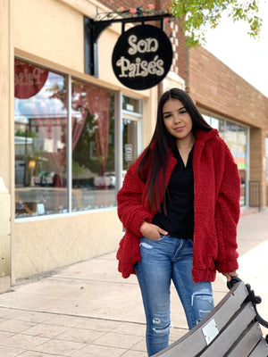 Red Velvet Sherpa Jacket
