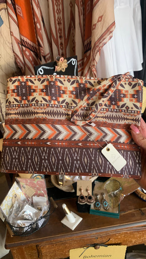 Rust Ethnic Print Tote Bag