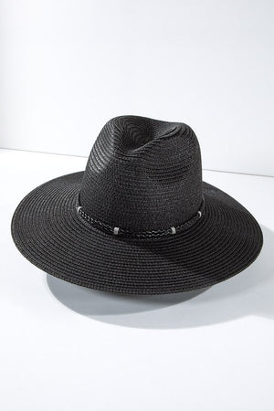 Open image in slideshow, Bohemian Western Panama Straw Hat Black
