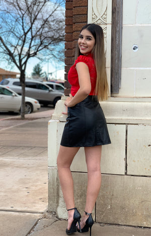 Red Lace Cap Sleeve Top