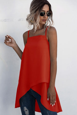 Red Orange Tunic Style A Line Top