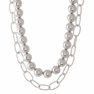 Open image in slideshow, Silver Chain Link Layered Necklace

