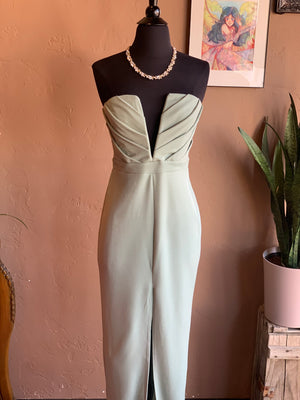 Sage Green Strapless Evening Special Occasion  Dress