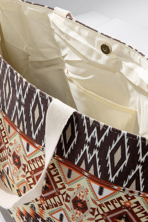 Rust Ethnic Print Tote Bag