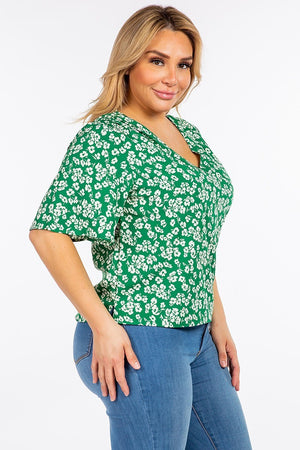 Green Plus Floral Top