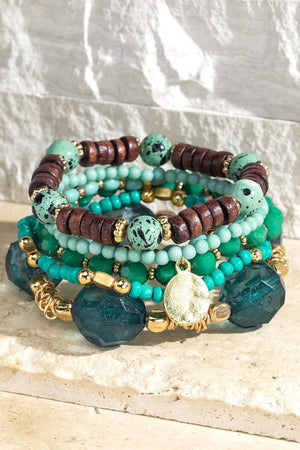 Open image in slideshow, Multi Strand Beaded Blue Bracelet
