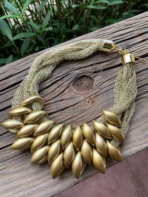 Gold Mesh Statement Necklace