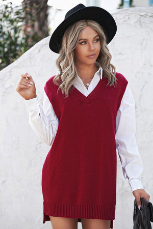 Open image in slideshow, Red Pullover Sweater Vest

