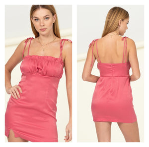 Salmon Pink SatinEmily Sweetpea Mini Dress