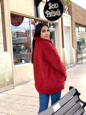 Red Velvet Sherpa Jacket