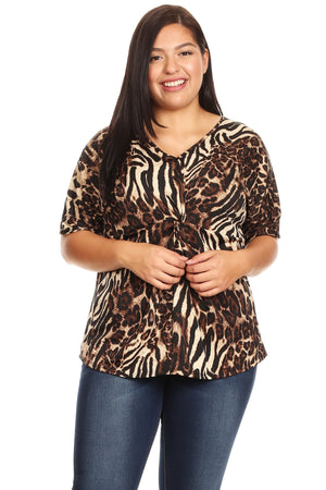 Open image in slideshow, Plus Size Leopard Print Top
