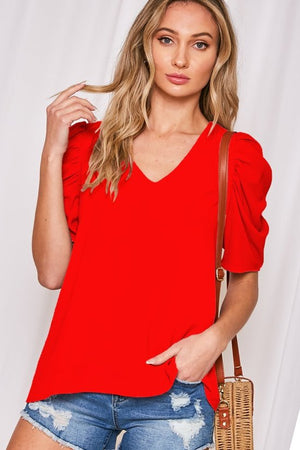 Open image in slideshow, Crepe Puff Quarter Sleeve Top in
