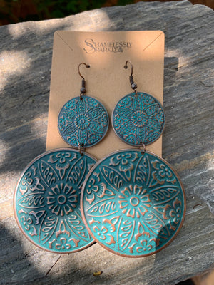 Bohemian Turquoise Blue Statement Earrings