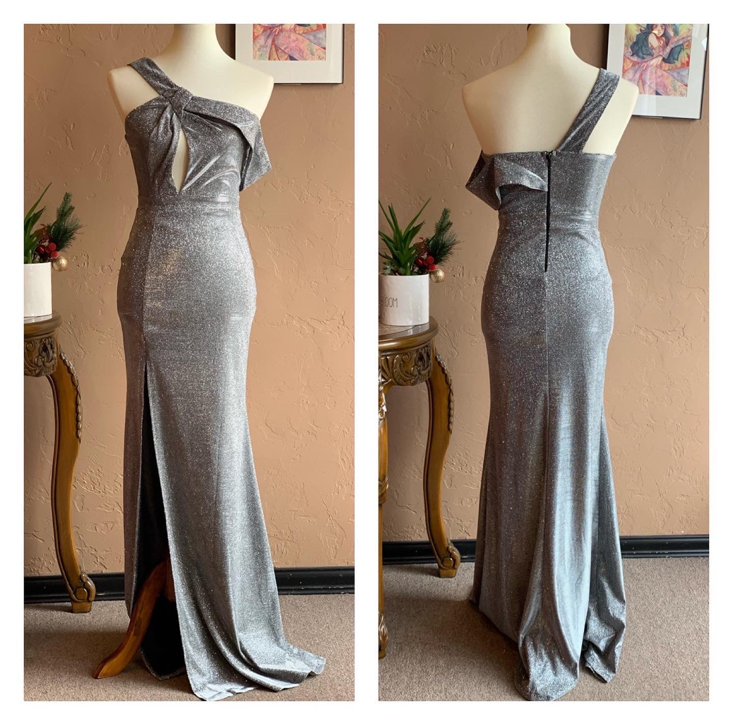 Silver Glimmer Floor Length Gown