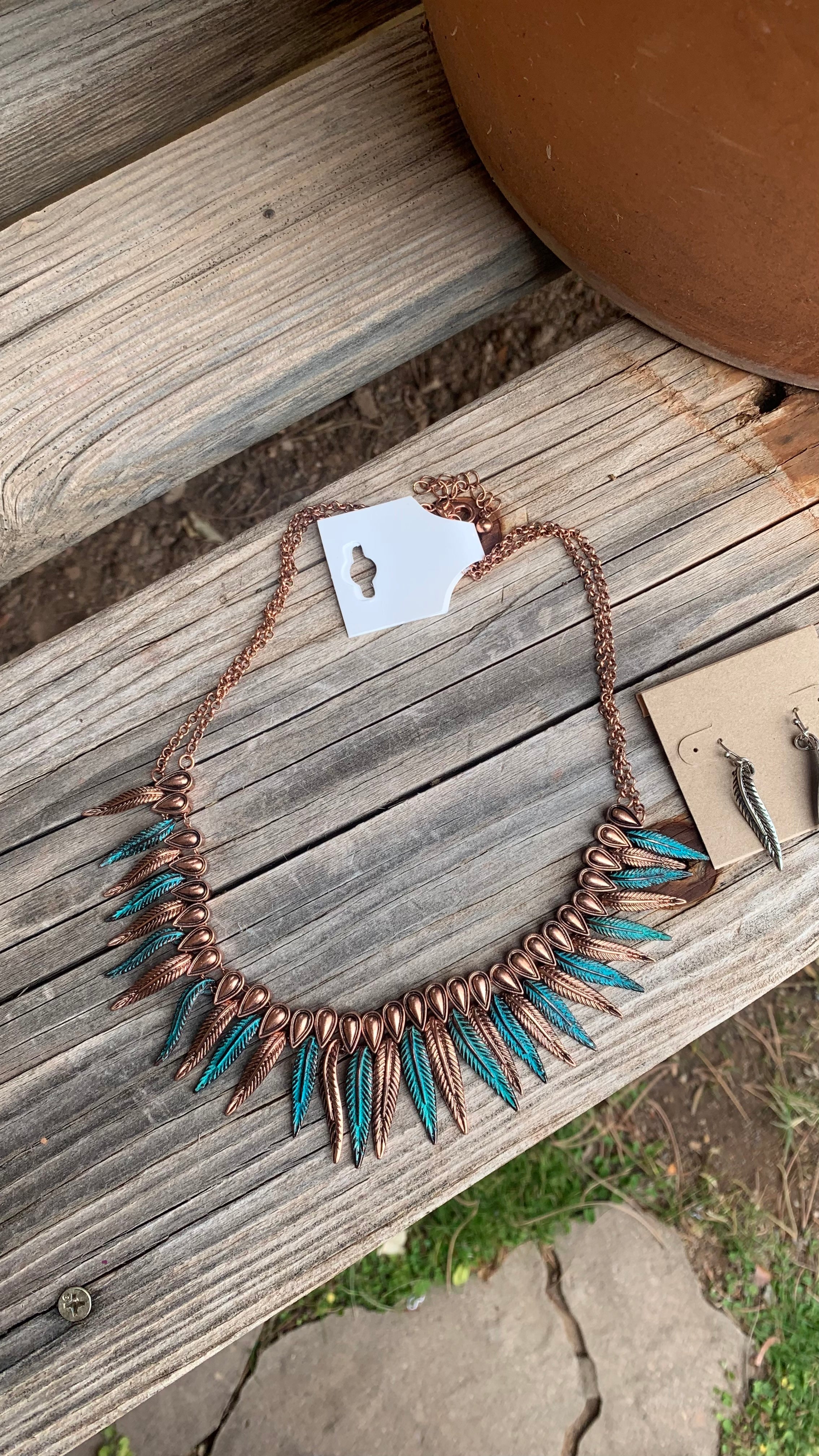 Navajo Feather Statement Necklace Set