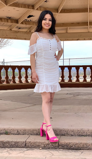 White Swiss Dotted Mini Dress