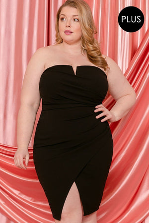 Plus Black Tube Strapless Mini Dress