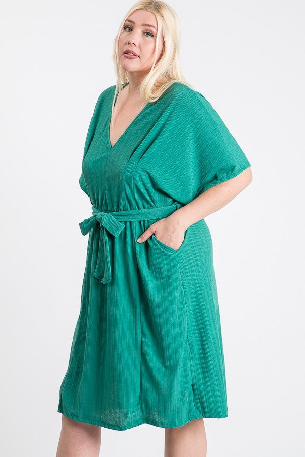 Green Plus Size Knee Length Dress