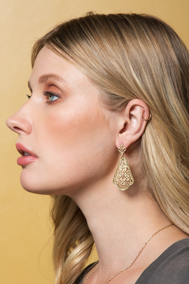 Trapezoid Gold Statement Earrings