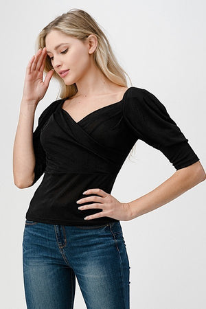 Open image in slideshow, Black Short Sleeve Top
