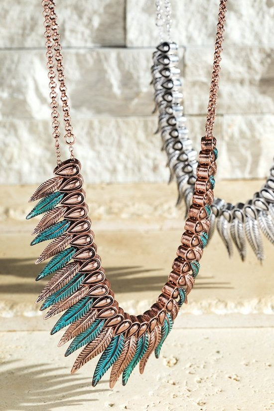 Navajo Feather Statement Necklace Set