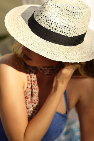 Open image in slideshow, Bohemian Natural Tone Panama Straw Hat

