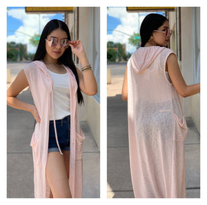 Open image in slideshow, Sleeveless Long Mid Length Cardigans
