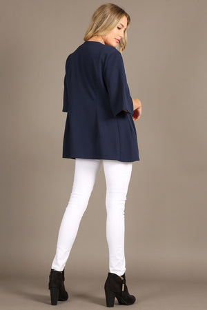 Navy Blue Quarter Sleeve Cardigan