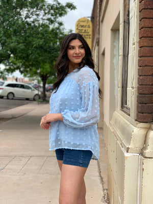 Baby Blue Long Sleeve Blouse