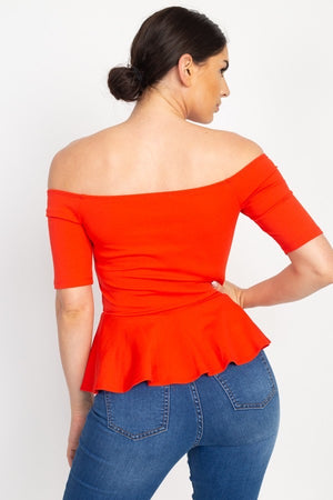 Red off the Shoulder top