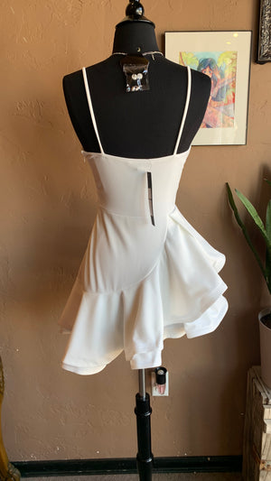 White Mini Ruffle Layer Cocktail Dress