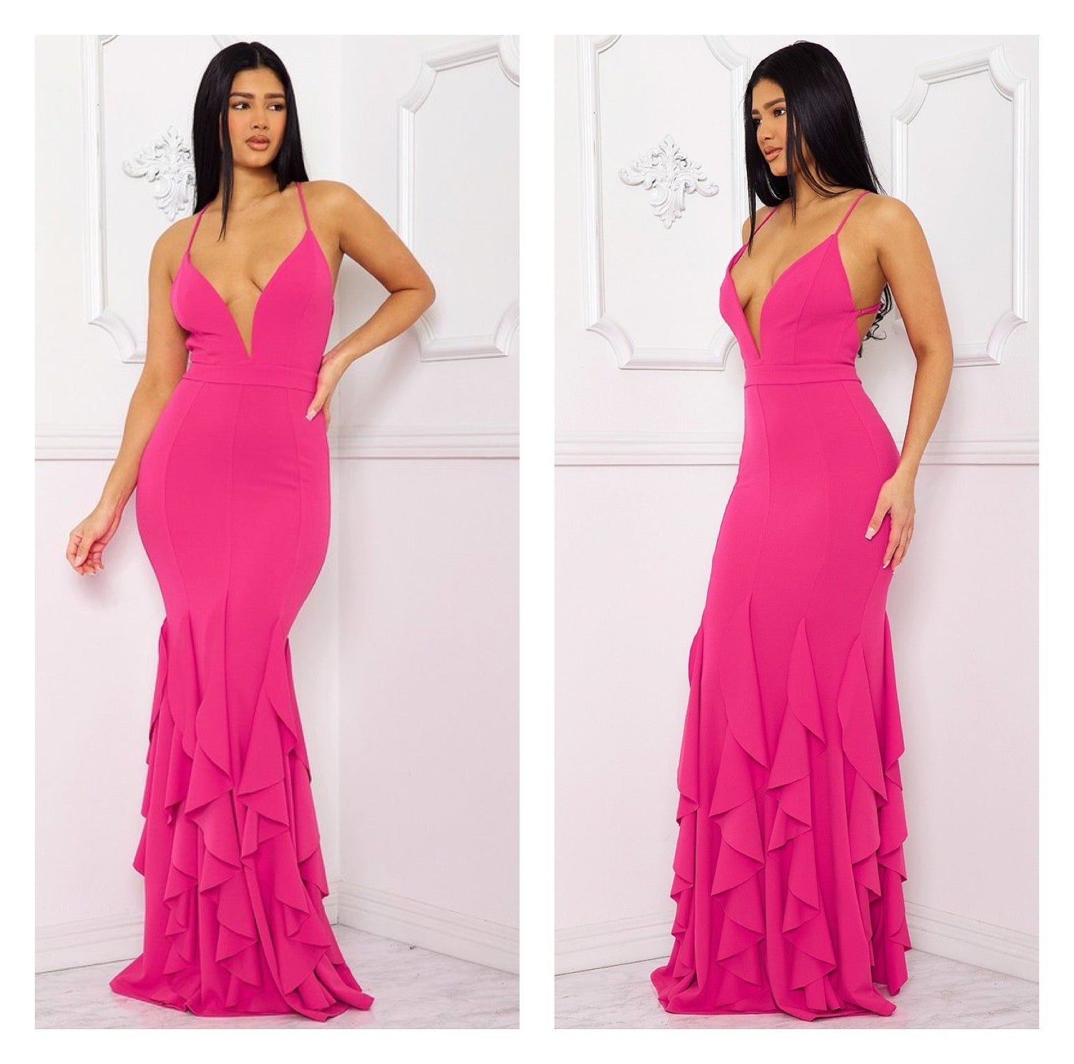 Hot Pink Special Occasion Floor Length Maxi Dress