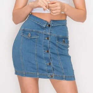 Open image in slideshow, Denim Mini Skirt
