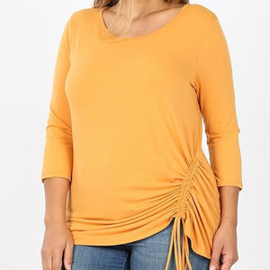 Open image in slideshow, Mustard Plus Size Quarter Sleeve Top
